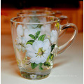 Haonai hotsale decal glass mug,glass tea cups with full around printing.